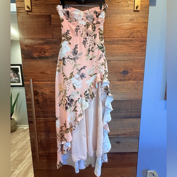 Amanda Uprichard Strapless Floral Peach High-Low Dress NWOT - Picture 7 of 15